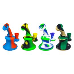 Bongs multicolores en silicone de 5 pouces, motif de graffitis portables, conduites d'eau pour fumer