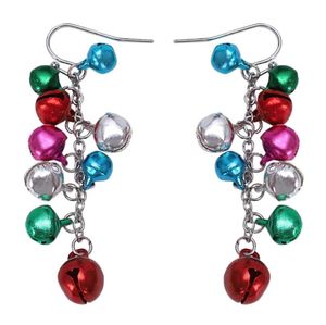 Veelkleurige zilverkleurige kerstjingle bells bungelende oorbellen kroonluchter6184974