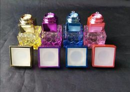 Caja pequeña multicolor de accesorios de bongs de vidrio con lámpara de alcohol, accesorios de bongs de vidrio al por mayor, narguile de vidrio, pipa de agua sin humo shippi