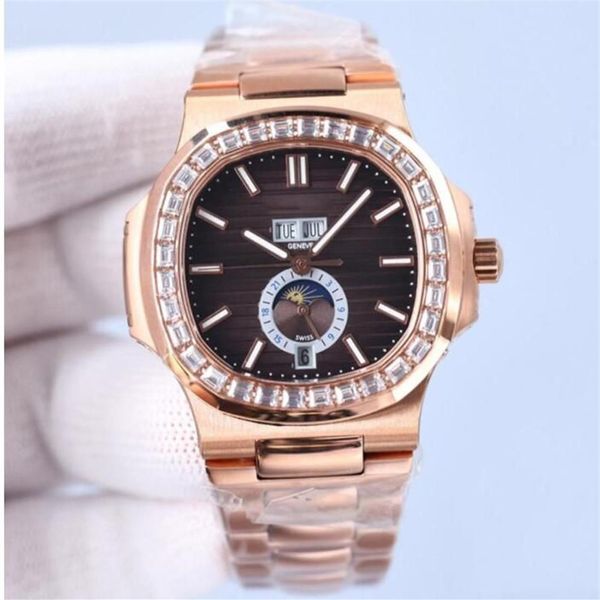 Style multicolore Cadran Homme Montre Classique Mens Montre Cas Avec Diamants Cadran Ovale Montre Mécanique Automatique Montres Saphir Waterp286R