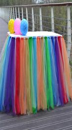 Multicolor Tulle Tutu Tabla Skirt Tableware para la fiesta de bodas Decoración de la mesa Cubierta de la mesa del hogar Decoraciones WX98708581143