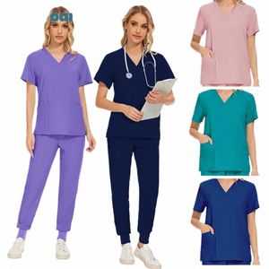 veelkleurig Unisex Korte mouwen Phcy Verpleegstersuniform Ziekenhuis Arts Werkkleding Orale Kaakchirurgie Uniformen Medische Scrubs Sets 87Rx #