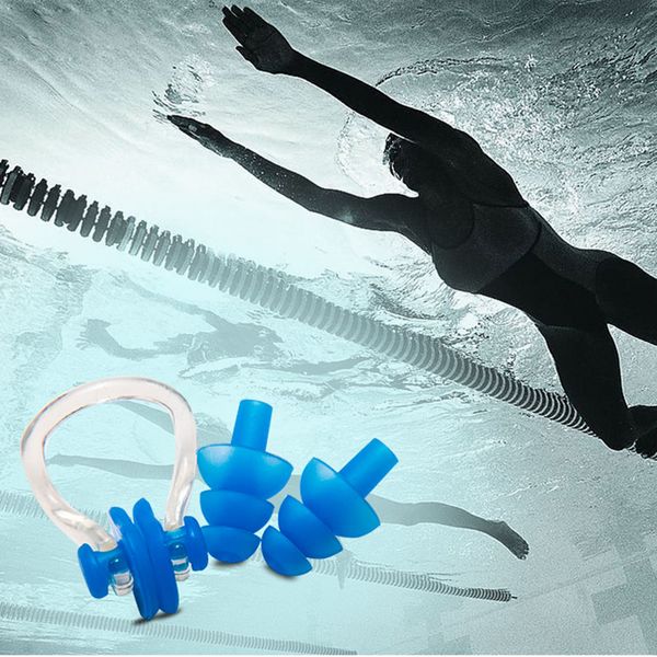 Multicolor Universal Soft Silicone Nez Clip oreille Plugs Suit étanche de natation Set Srow Diving Piscine Piscine Accessoires