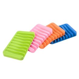 Multicolor Water Drainage Anti Slip Zeepkist Siliconen Zeepbakjes Badkamer Zeep Houders Case Thuis Badkamer Benodigdheden LX2992