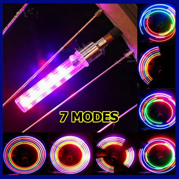 Lumières de vélo multicolores LED roue de vélo valve de pneu bouchon de lumière a parlé lampe de lumière au néon Flash MOTO accessoires voiture moto roues de vélo pneus lampe de lumière flash