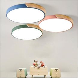 Veelkleurige moderne led-plafondlamp Super dun 5 cm massief houten plafondlampen voor woonkamer slaapkamer keukenverlichting device2832