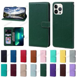 Multicolour PU Leather Flip Téléphone Case de cartes Portefeuille Couverture de téléphone pour Samsung S22 Plus Ultra iPhone 14 13 12 11 Pro Max XS XR 7 8