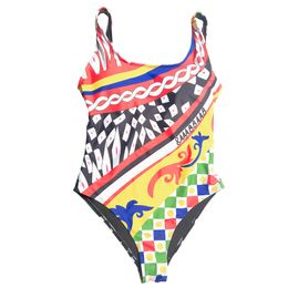 Traje de baño multicolor para mujer, traje de baño acolchado de secado rápido, estampado de moda, bikinis de una pieza, traje de baño de diseñador de verano