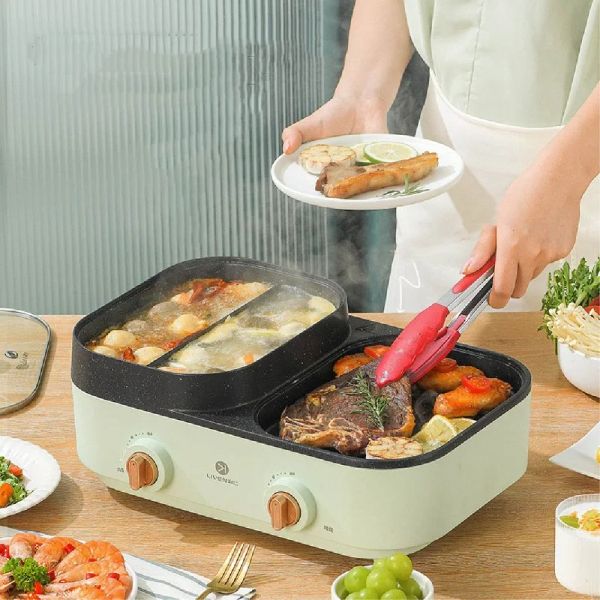 Multicookers 1500W Electrics Hot Pot Yuanyang Pot multifunción Alta capacidad 3L ELECTRICA ELECTRICA Pan de la parrilla Herramientas de cocina 13 personas