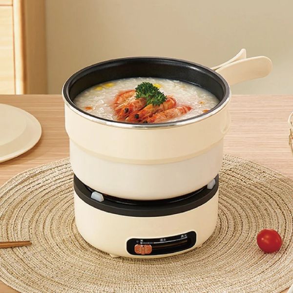 Multicookers 220V Cuisine électrique multifonctionnelle Pot Porable électrique Pot chaud voyage pliage Pot Mini Fry Fry Pot 2L Home Rice Cuisineur