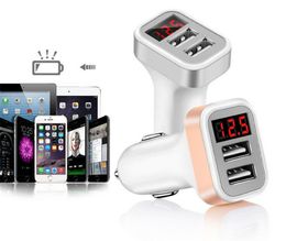 Multifuctional Digital Car Charger met LED-display Toon spanningstroom 5V 2.1A Dubbele USB-oplader voor Samsung