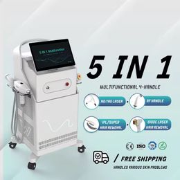 Multifunctie 5 In1 Tattoo Removal IPL YAG Laser Diode Laser Heren Verwijdering DPL Koolstofschil Bluiting Gezicht Q Schakeling ND YAG Laser IPL Laser Tattoo Verwijder Machine