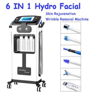 Multifonction 6 EN 1 Hydro Contraction des pores du visage Élimination de l'acné Épurateur de peau Élimination des points noirs Ultrason RF Anti-âge Microdermabrasion Machine