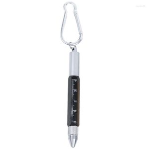 Multifonction 6 en 1 outil stylos petit stylo à bille rotatif métal tournevis hexagonal écran tactile mousqueton échelle porte-clés