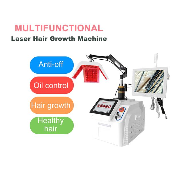 Machine multifonctionnelle de thérapie de croissance de cheveux de laser de diode de bas niveau de 650nm équipement de traitement de soin de cuir chevelu de peigne de croissance de cheveux à haute fréquence