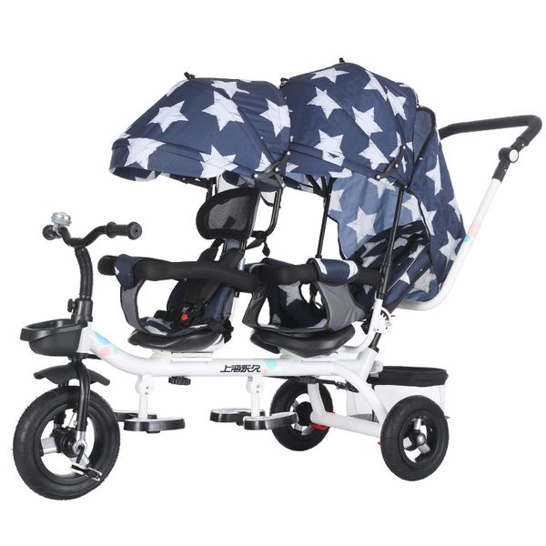 Multifonction bébé Double chariot trois roues poussette Double Tricycle chariot rotatif siège pivotant poussette Buggies227K