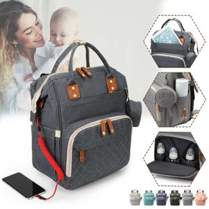 Sac à dos multifonction pour maman, imperméable à l'eau, avec conception USB, pour voyage, grand sac à langer de maternité pour bébé