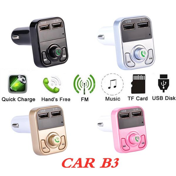 Transmisor inalámbrico FM Universal B3 compatible con tarjeta TF llamada con manos libres Bluetooth reproductor MP3 para coche cargador automático para teléfono móvil USB Dual