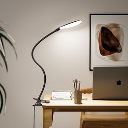 Clip multifunción en la luz del escritorio Lámpara de mesa de carga USB Iluminación interior del hogar LED Estudio Lectura Escritorio Luz nocturna