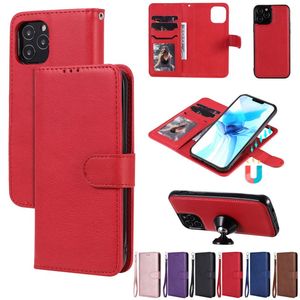 Multifunctionele afneembare magnetische flip -portemonnee lederen kisten voor iPhone 14 13 12 11 Pro Max XR XS 8 Plus Samsung S20 S21 S22 Ultra A03 Core A12 A22 A52 A72 A32 A32 A13 A23 A53 A73