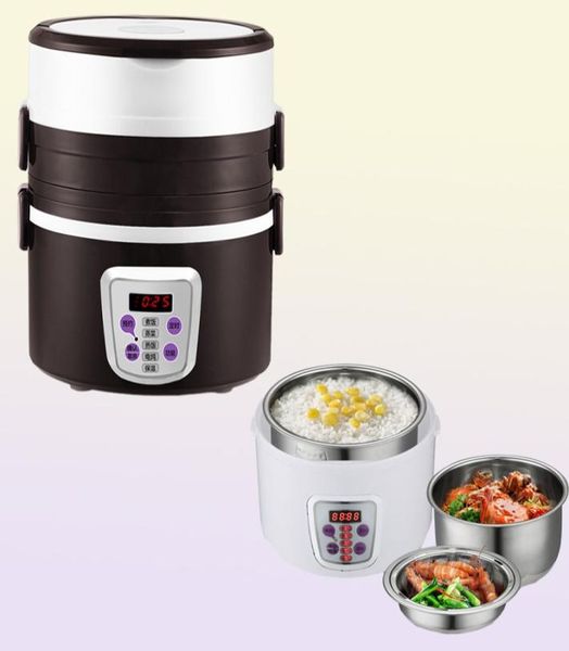 Cuiseur à riz électrique multifonction rendez-vous intelligent 3 couches mini acier inoxydable chauffage cuisinier boîte à déjeuner conteneur vapeur 220 V 22359137