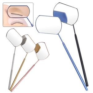 Multifonction Cils Or Argent Compact Miroir En Acier Inoxydable Beauté Maquillage Miroir À Long Manche Pour Vérifier Faux Cils Extension Outil De Greffe