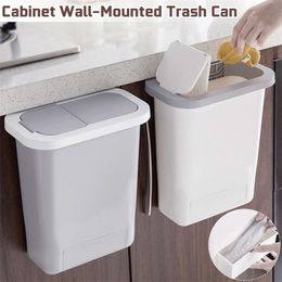 Poubelle suspendue multifonction avec couvercle porte d'armoire de cuisine paniers à déchets muraux poubelle poubelle conteneur Y200429