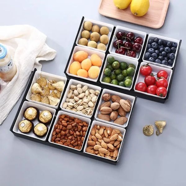 Plateau de fruits de style japon multifonction Boîte de rangement des assiettes créatives pour les snacks des desserts noix