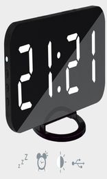 Multifonction LED miroir réveil horloge numérique Snooze affichage temps nuit lumière LED Table alarme bureau Clock5536354