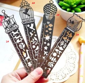 Multifunctionele metalen liniaal Bookmark Hollow Draw Bookmark Rulers Office School Supplies Student Briefpapier Party Kid Gift VT1432