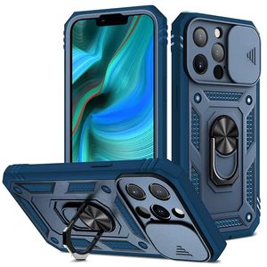 Multifunctionele telefoonhoesjes voor iPhone 14 13 Pro Max 12 11 XSMax XR XS X Slide Camera Protection Heavy Duty 2 In 1 Standstand magnetische auto montage Case Back Cover