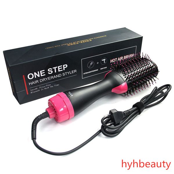 Brosse à air chaud 2 en 1 Peignes à cheveux Salon Rouleau multifonction droit à double usage Souffler peigne Ions négatifs airs chauds Styler Utiliser Free DHL