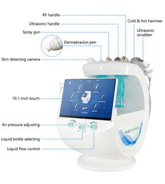 Multifunctionele Smart Ice Blue Ultrasonic RF 7 in 1 Aqua facial Jet peel Hydrogen HydraFacial peelingapparatuur met huidanalysefunctie