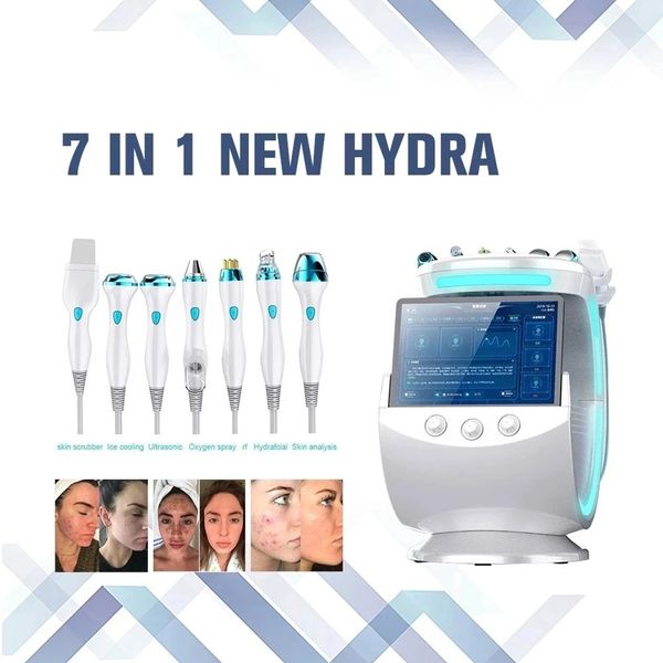 Machine multifonctionnelle intelligente de soins du visage de peau d'hydra d'épurateur de peau d'aqua de RF ultrasonique bleu de glace de Dermabrasion avec le système d'analyse