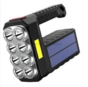 Linternas de energía solar multifunción a prueba de agua 6LED 8 LED linterna Antorchas USB de carga solar COB Luces Senderismo al aire libre camping lámpara de antorcha de viaje