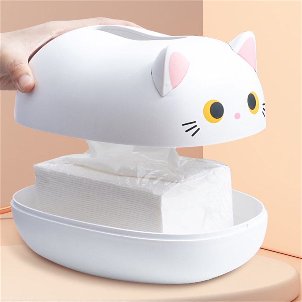 Multifunktion vävnadslåda kök servett lagringslåda wc papper container skrivbord toalettpapper hållare söt kattstil dekorera