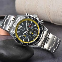 Multifunción Tog Hot Formula1 Diseñador Luxury All Dial Work Men's Ratch Quartz Vintage Tres o-Eye Dial Chronograph Watches Classic Sapphire Men Watches 001