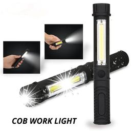 Multifonction Torche Cob LED Réparation portable Mini lampe de poche de travail de la lampe de poche Inspection de la lampe magnétique Base magnétique utilisée pour le camping LL