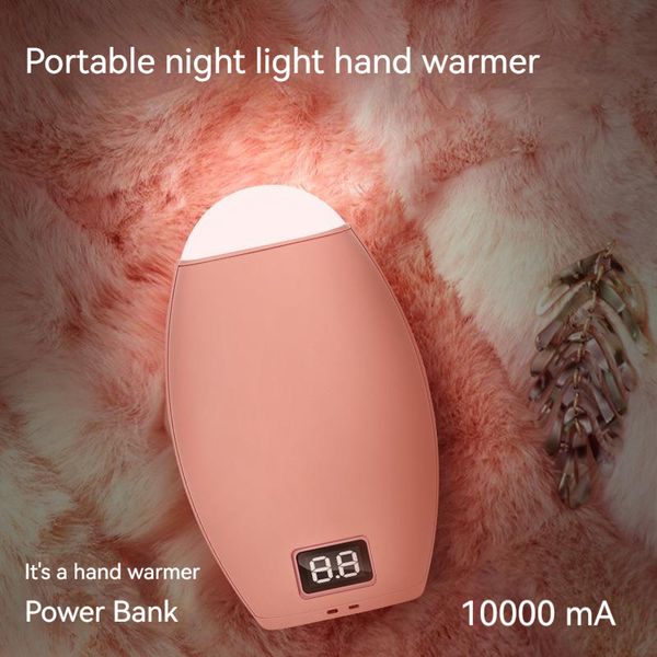 Chauffe-mains USB multifonction Banque d'alimentation portable chargeant le trésor Veilleuse LED Chauffage double face 10000mah
