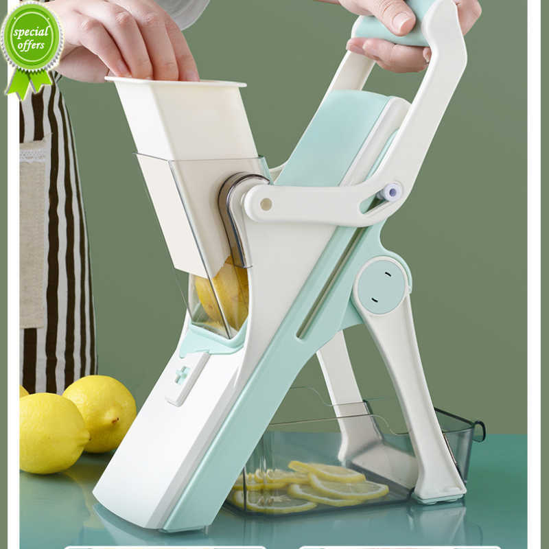 Multifunktion Vegetabilisk skärare Safe Kitchen Slicer Sallad Chopper Potatis Slicer Pommes Fries Cutter Cooking Gadge rostfritt stål