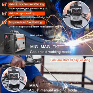 Multifunctionele 4in1 MiM MMA Mag Tig-160c omvormer Welders Multipurpose draagbare elektrische lasmachine Intelligente lassers