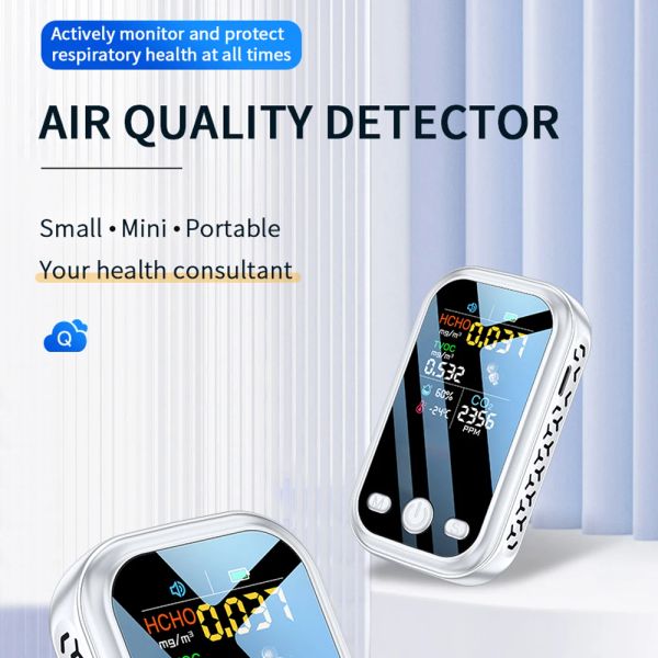 Multifuncional 5 en 1 CO2 Medidor Temperatura digital Tester de humedad Sensor CO2 TVOC HCHO CO2 PM2.5 Detector Air Quality Monitor