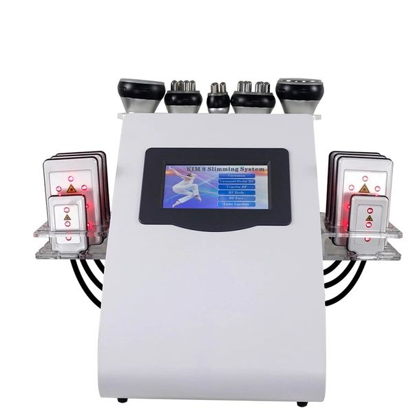 Multifonctionnel 6 en 1 40k Cavitation ultrasonique amincissant la pressothérapie par radiofréquence sous vide 8 tampons Lipo Laser Diode RF Machine de mise en forme du corps