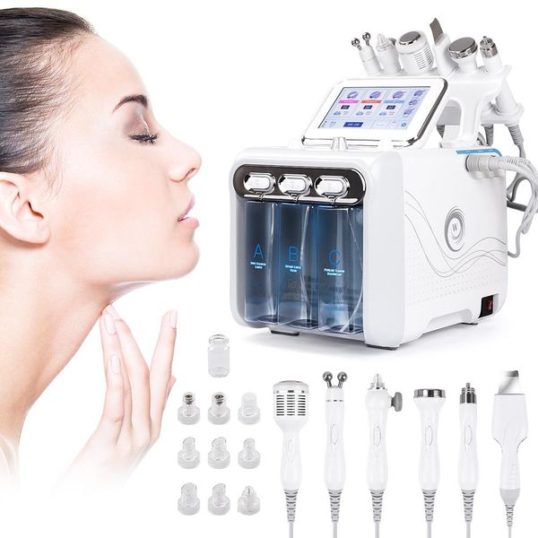 Portátil 6 en 1 Diamond Dermabrasion Hydro Machine Hydrodermabrasion Oxygen Jet Peel Ultrasonic Skin Scrubber Care Microdermoabrasion Facial Spa