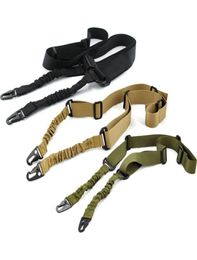 Multifunctionele Verstelbare Sling Nylon Tactische Dubbele Punt Bungee Geweer Airsoft Sling Jacht Gun Strap Zwart Tan Groen7122377