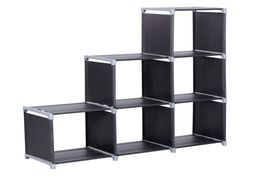 Assemblé multifonctionnel 3 niveaux 6 compartiments étagère de stockage noir new2655906