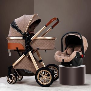 Cochecito de bebé multifuncional 3 en 1 viene con asiento de coche para recién nacido, cochecito plegable con sistema de viaje, cochecito infantil de lujo