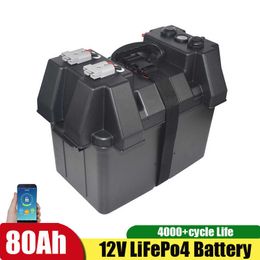 Batería multifuncional 12V 80Ah LiFePo4 portátil al aire libre autoconducción fuente de alimentación de viaje vehículo barco USB cargador de coche