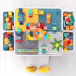 Table de blocs de construction multifonctionnelle, Compatible avec la table de jeu pour enfants, jouets cadeaux assemblés pour garçons et filles, 3 Puzzles pour 6 ans