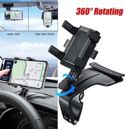 Multifunctionele auto mobiele telefoon houder 360 graden roterende GPS -beugel voor auto dashboard zon vizier achteruitkijk spiegel computer zj0722503919